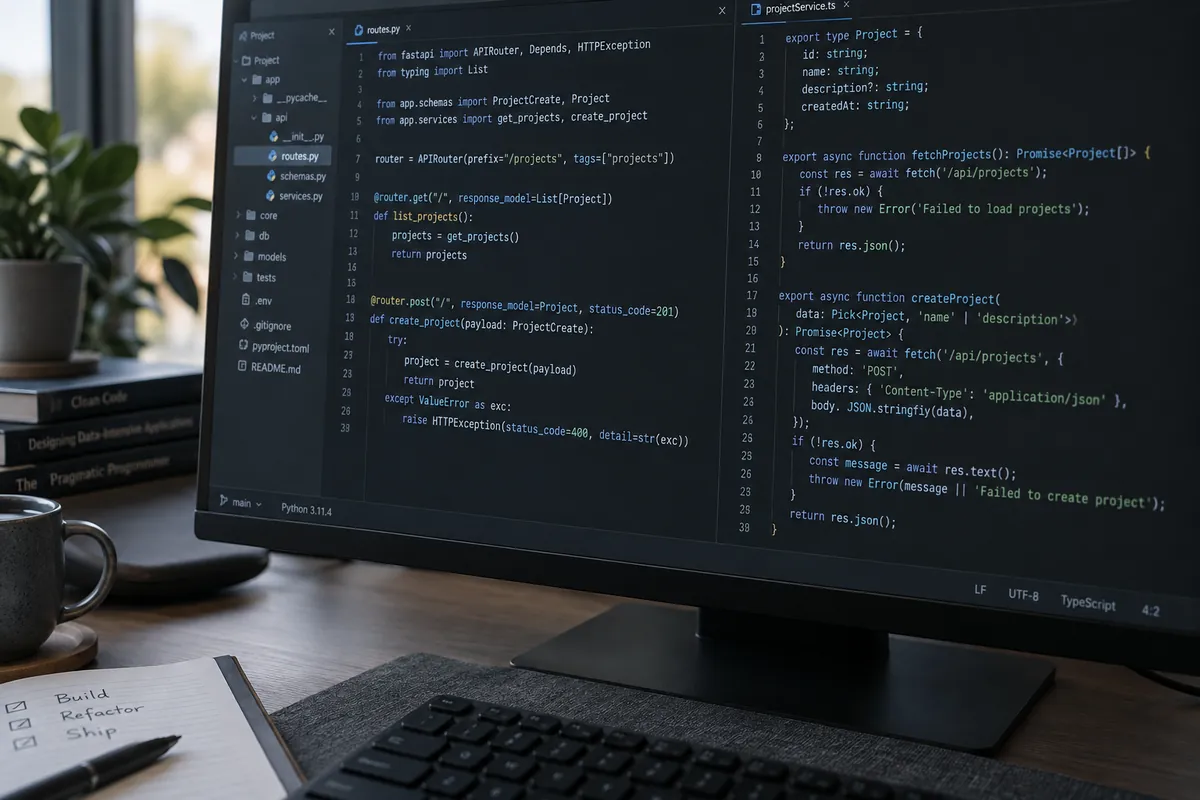 Illustrative close-up of Python and TypeScript code in an editor